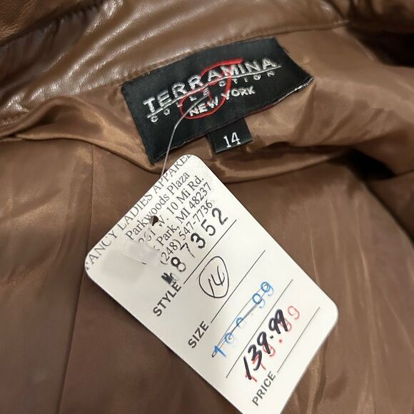 NWT Faux Leather Brown Studded Dress -Size 14 - Picture 13 of 13